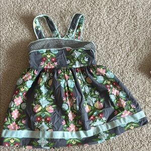 Floral Strappy Dress with Polka Dot Trim